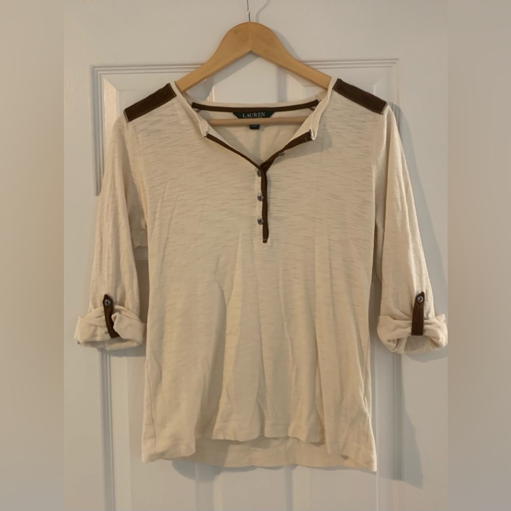 Ralph LaurenCream Henley Top